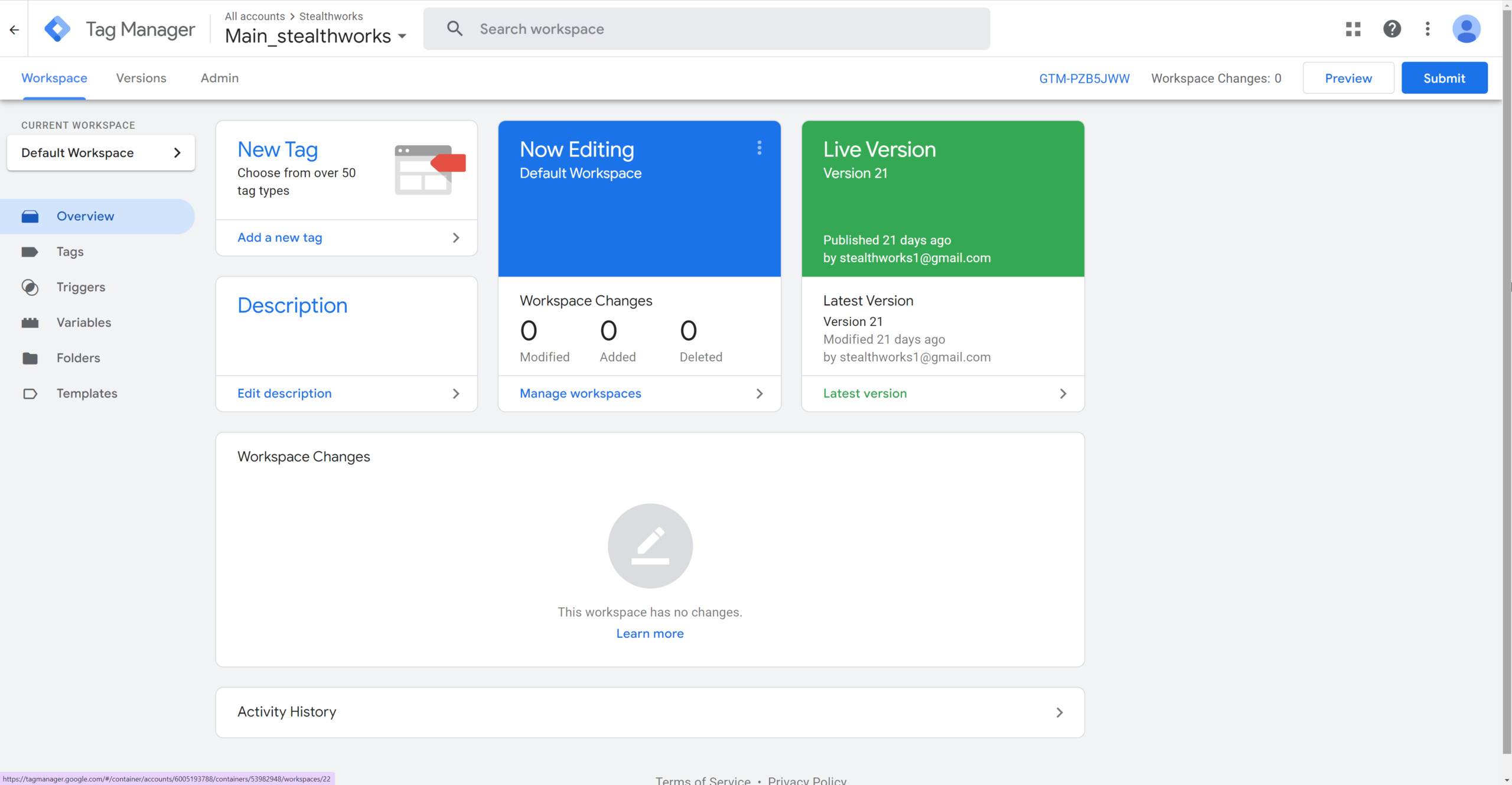 Google Tag Manager interface